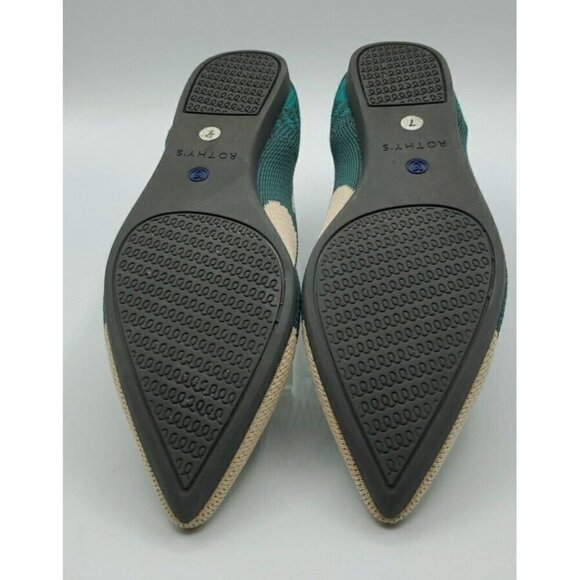 Rothy’s Flat Womens Size 7 Moroccan Ikat The Pointed Toe Green Shoe Retired - Picture 12 of 13